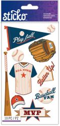 Baseball Words & Icons, 4x7" scrapbook stickers (Sticko)