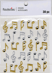 Music Notes, glitter, 3D scrapbook stickers 4x4" (Recollections)<br><font color=red>40% off</font>