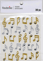 Music Notes, glitter, 3D scrapbook stickers 4x4" (Recollections)<br><font color=red>40% off</font>