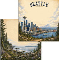 Seattle, Washington, double sided, scrapbook paper (Scrapbook Customs)