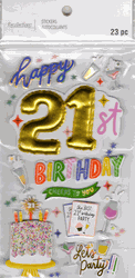Happy 21st Birthday, 3D scrapbook stickers 4x7" (Recollections)<br><font color=red>40% off</font>