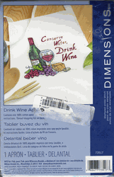 Apron Stamped cross stitch kit,�Drink Wine (Dimensions)�