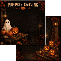 Pumpkin Carving, double sided, scrapbook paper (Scrapbook Customs)�