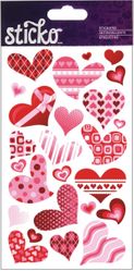 Funky Hearts, 4" x 7" scrapbook stickers (Sticko)<br><font color=red>25% off</font>