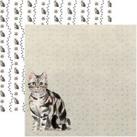 Cat Portrait, American Short Hair Grey Tabby, double-sided, scrapbook paper (Scrapbook Customs)