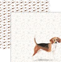 Dog Portrait, Beagle Watercolor, double-sided, scrapbook paper (Scrapbook Customs)