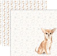 Dog Portrait, Chihuahua Watercolor, double-sided, scrapbook paper (Scrapbook Customs)