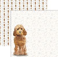 Dog Portrait, Cockapoo Golden Honey Watercolor, double-sided, scrapbook paper (Scrapbook Customs)