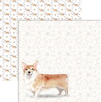 Dog Portrait, Corgi Watercolor, double-sided, scrapbook paper (Scrapbook Customs)