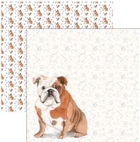 Dog Portrait, English Bulldog Watercolor, double-sided, scrapbook paper (Scrapbook Customs)