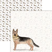 Dog Portrait, German Shepherd Watercolor, double-sided, scrapbook paper (Scrapbook Customs)