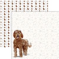 Dog Portrait, Labradoodle Watercolor, double-sided, scrapbook paper (Scrapbook Customs)