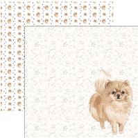 Dog Portrait, Pomeranian Watercolor, double-sided, scrapbook paper (Scrapbook Customs)