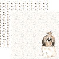 Dog Portrait, Shih Tzu Longer Hair Watercolor, double-sided, scrapbook paper (Scrapbook Customs)