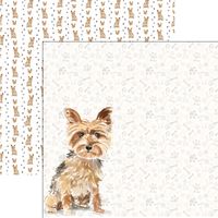 Dog Portrait, Yorkshire Terrier Watercolor, double-sided, scrapbook paper (Scrapbook Customs)