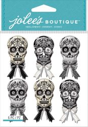 Skulls, black & white, Halloween, 3D scrapbook stickers (Jolee's Boutique) 