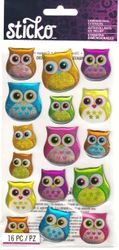 Hooters, Owls, 3D scrapbook stickers (Sticko)