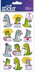 Tea-Rex, TWO SHEETS, animal scrapbook stickers (Sticko)