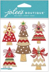Holiday Burlap Trees, Christmas 3D scrapbook stickers (Jolee's Boutique)
