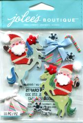 Santa & Unicorns, Christmas 3D scrapbook stickers (Jolee's Boutique)