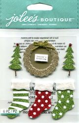 Season's Greetings, Christmas 3D scrapbook stickers (Jolee's Boutique)