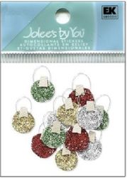 Glitter Christmas Ornaments, 3D scrapbook embellishment (Jolee's by You)
