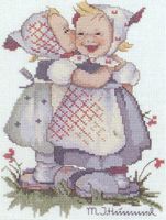 Telling Her Secret, 8x10", Hummel cross stitch kit (Needle Treasures, JCA)