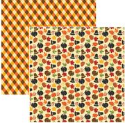 Happy Fall Collection, Thanksgiving Feast, double-sided, scrapbook paper (Reminisce)<br><font color=red>25% off</font>