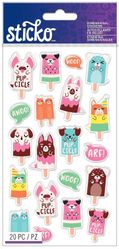 Pup cicles, animal & food, 3D scrapbook stickers (Sticko) 