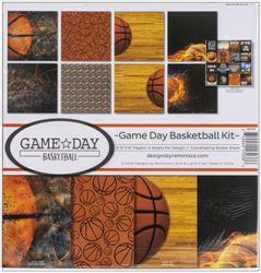 Game Day - Basketball Collection Kit, 8 double-sided scrapbook papers & sticker sheet (Reminisce)