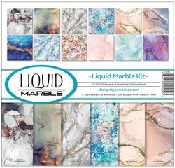 Liquid Marble Kit, 12 double-sided scrapbook papers (Reminisce)<br><font color=red>25% off</font>