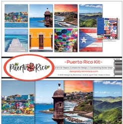 Puerto Rico Kit, 8 double-sided scrapbook papers & sticker sheet (Reminisce)