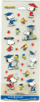 Snoopy Graduation scrapbook stickers, 3x7" (Hallmark)