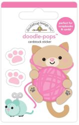 Doodle Pops, Play Time, Cat w/ yarn & mouse, 3-D scrapbook stickers (Doodlebug Designs)