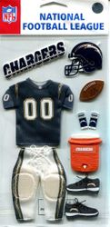 San Diego Chargers, 3-D National Football League Uniform Stickers, NFLJB015 Jolee's Boutique NFL scrapbook (EK Success)<br><font color=red>RARE - LIMITED QUANTITIES</font> 