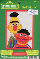 Sesame Street, Bert & Ernie, cross stitch kit w/ frame (Janlynn)<br><font color=red>Rare!</font> 