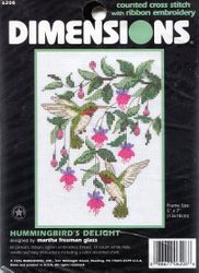 Humminbird's Delight, 5x7" cross stitch kit with ribbon embroidery (Dimensions)<br><font color=red>50% off</font>