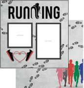 Running, Quick Page, left side, sports double-sided scrapbook paper (Scrapbook Customs)