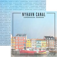 Denmark, Copenhagen, Nyhavn Canal, double-sided Coordinates scrapbook paper (Scrapbook Customs) 