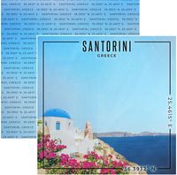 Greece, Santorini, double-sided Coordinates scrapbook paper (Scrapbook Customs) 