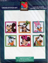 Color Blocks (Mickey and the Gang) 7x11" cross stitch kit (Disney)<br><font color=red>Rare</font>