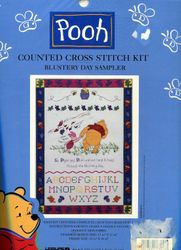 Pooh: Blustery Day Sampler, Pooh & PIglet, 17 1/3" 2 x 12 5/8" counted cross stitch kit (Disney & Leisure Arts)<br><font color=red>ALMOST SOLD OUT</font>