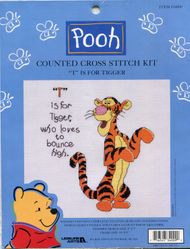Pooh: T is for Tigger, 8x7" cross stitch kit (Disney & Leisure Arts)<br><font color=red>ALMOST SOLD OUT</font>