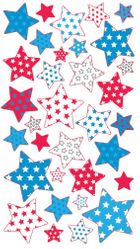 Stars: Metallic Red, White & Blue, 4x7" scrapbook stickers (Sticko)