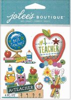 #1 Teacher, school, 3-D scrapbook stickers (Jolee's Boutique) <br><font color=red>33% off</font>