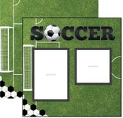 Soccer, Quick Page, left side, sports double-sided scrapbook paper (Scrapbook Customs)