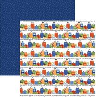 Born to Travel Collection - Ready to Go Luggage, double-sided scrapbook paper (Echo Park)