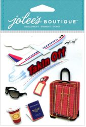 Airplane, Taking Off, travel 3D scrapbook stickers (Jolee's Boutique)