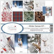 Winter Canvas Collection Kit, 8 double-sided scrapbook papers & sticker sheet (Reminisce)