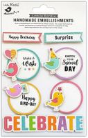 Celebrate, Birthday, 3D Scrapbook stickers, 7/pk (Little Birdie)<br><font color=red>25% off</font>